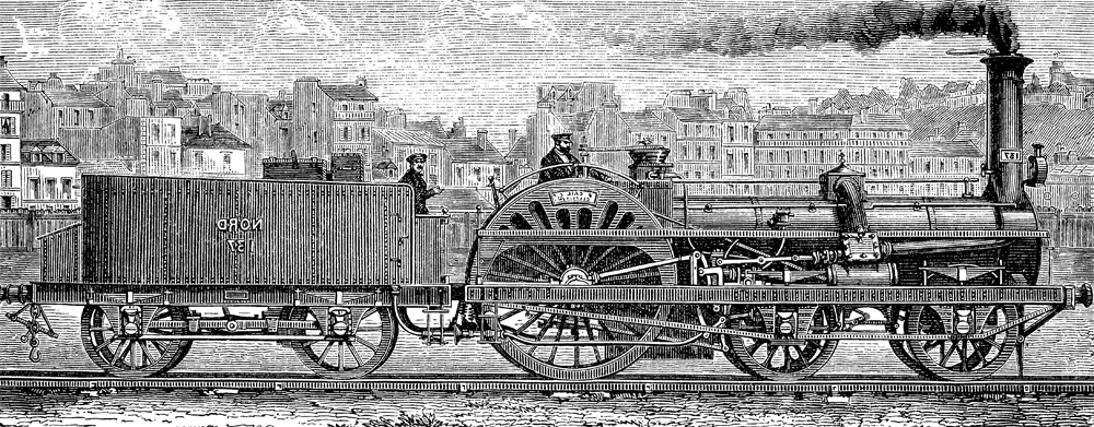 Black and white steam locomotive